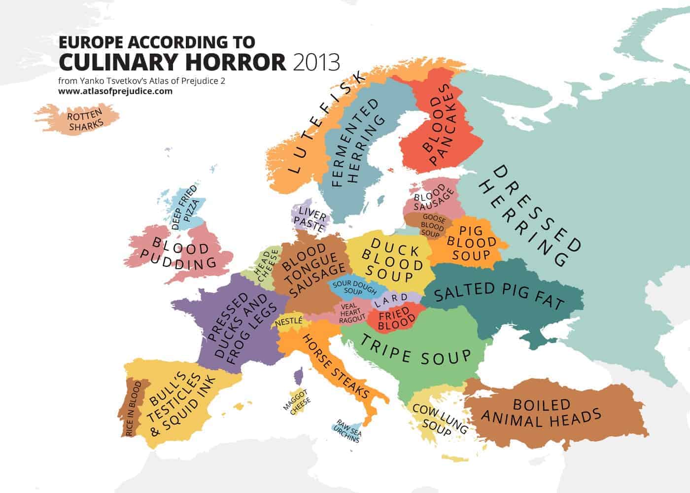 Map of Europe According to Culinary Horror 2013