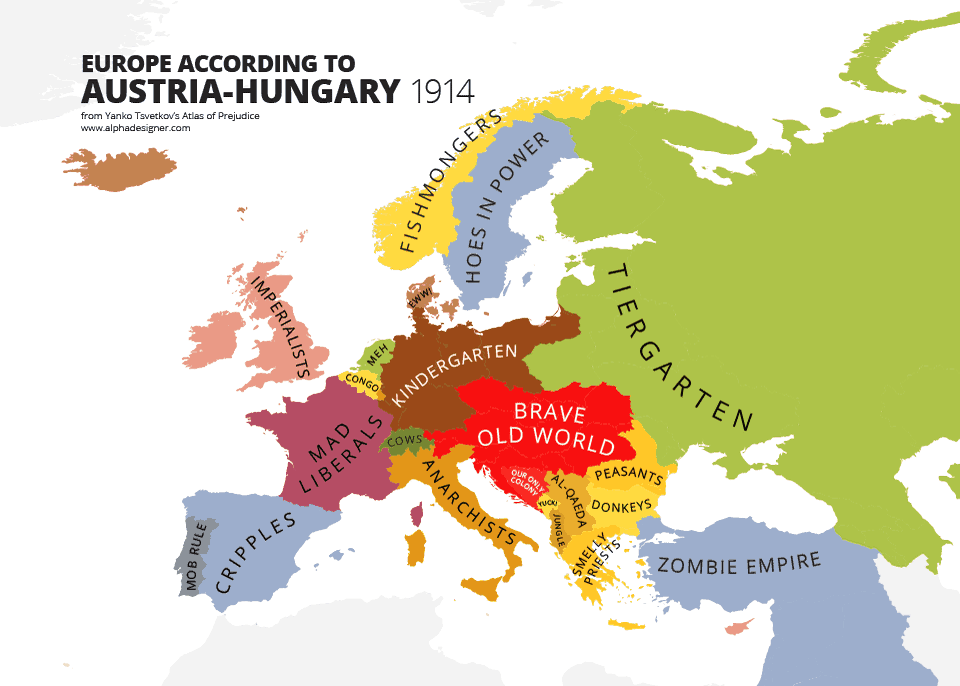 Map of Europe According to Austria-Hungary