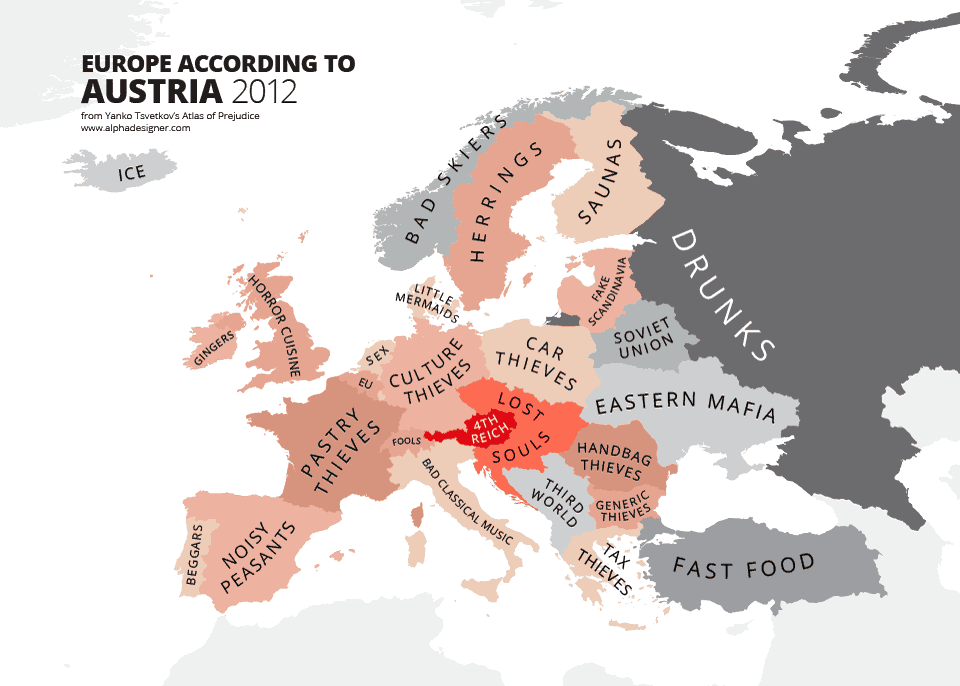Map of Europe According to Austria