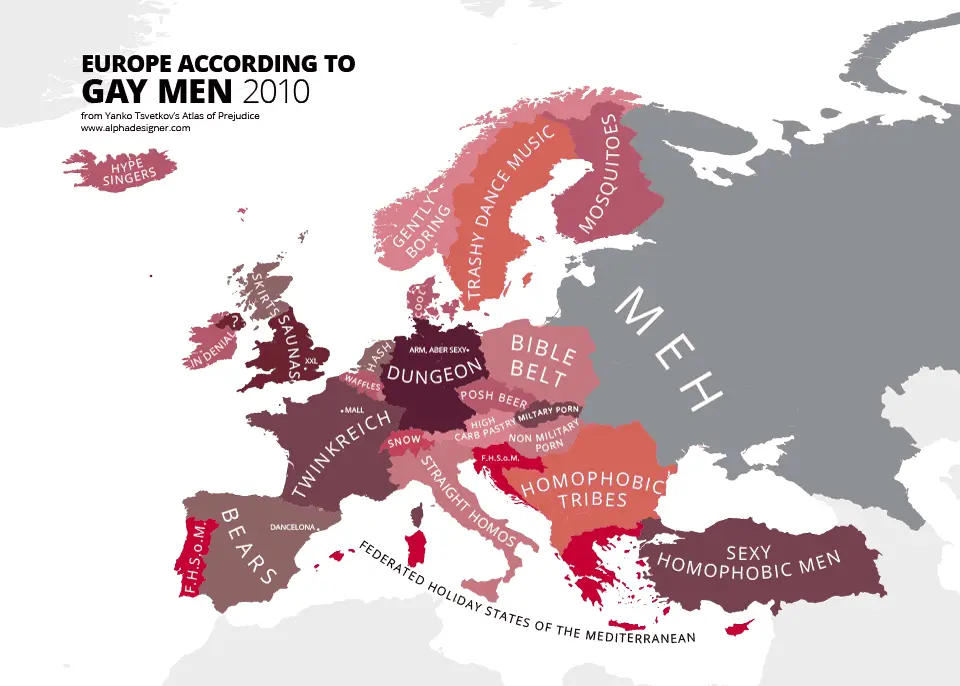 Map of Europe According to Gay Men