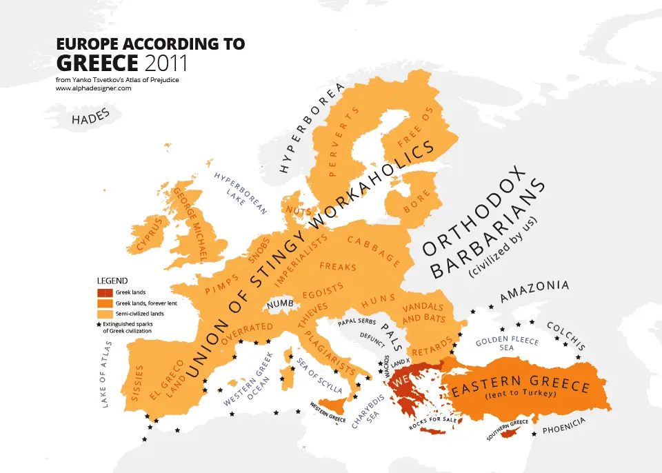Map of Europe According to Greece