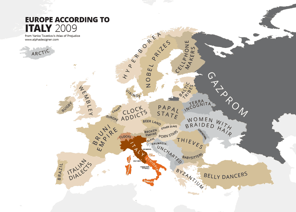 Map of Europe According to Italy