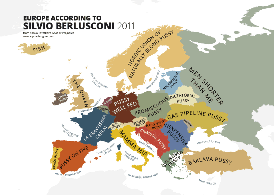 Map of Europe According to Silvio Berlusconi