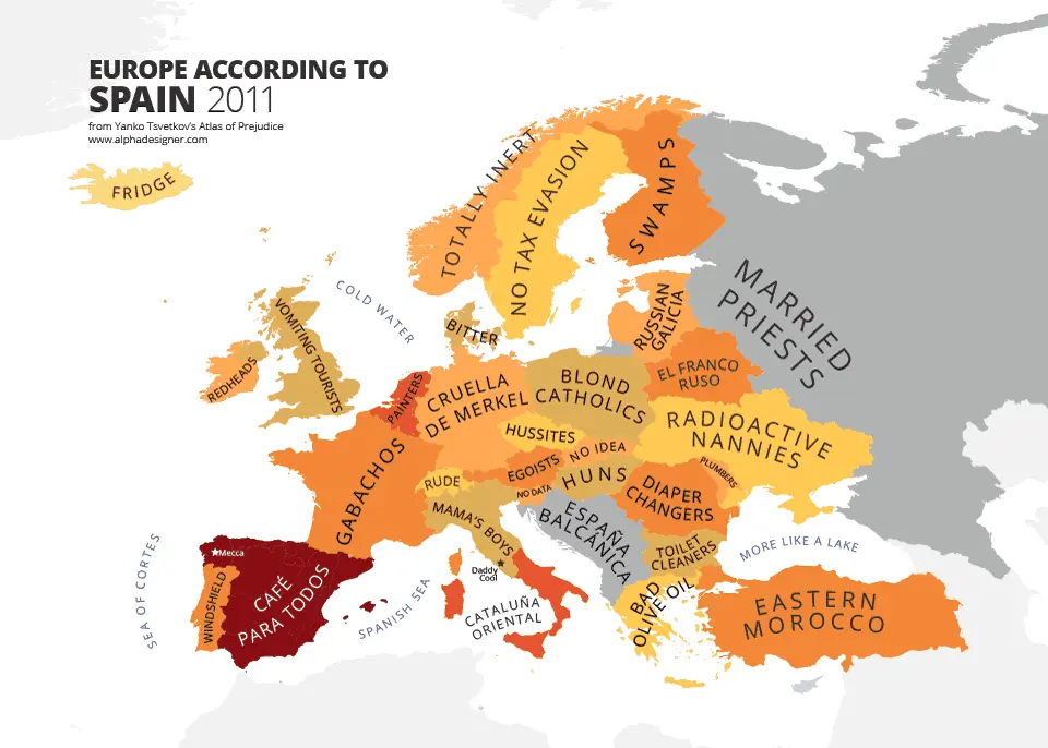 Map of Europe According to Spain