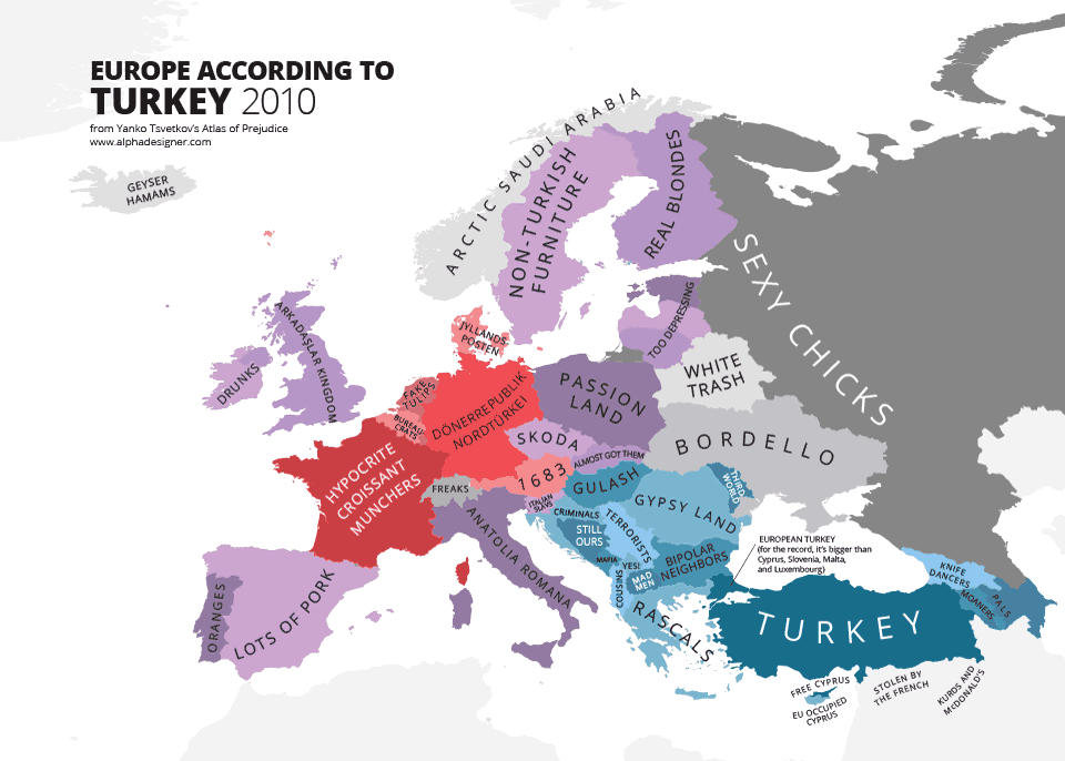 Map of Europe According to Turkey