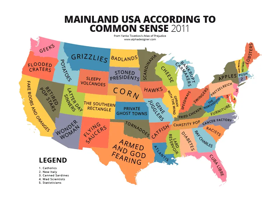 Map of Mainland the USA According to Common Sense
