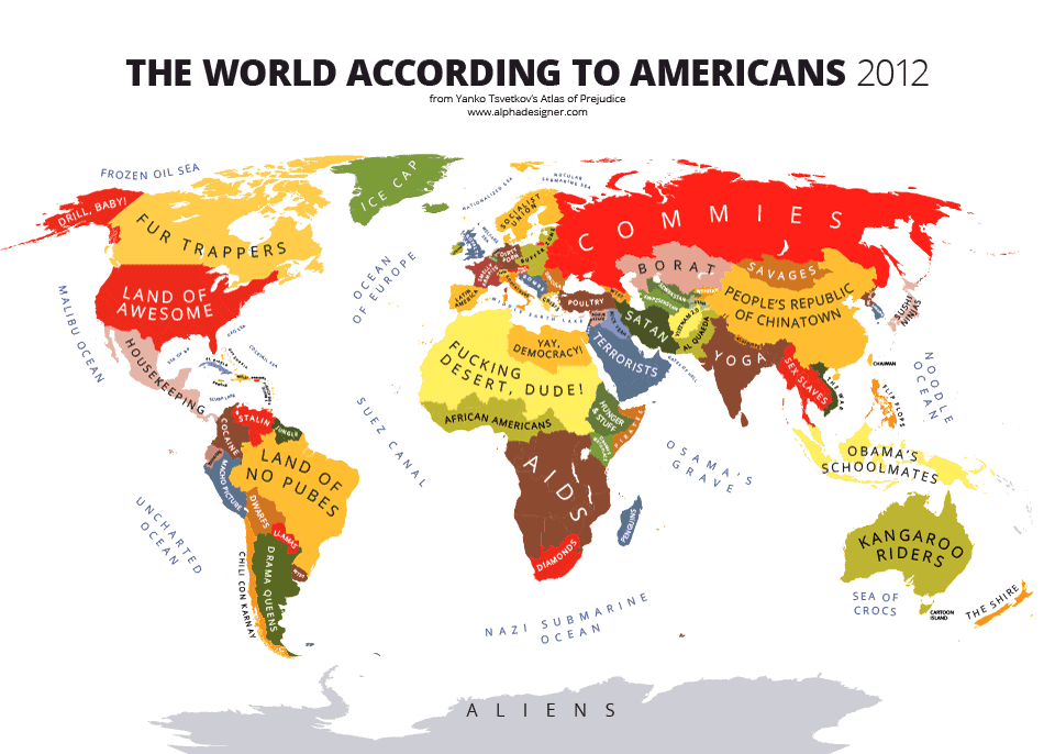 United States Of America On World Map Map of World According to the United States of America   Driving 