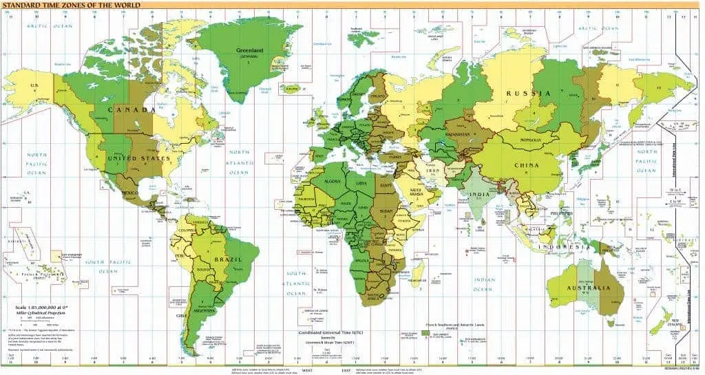 STANDARD TIME ZONES OF THE WORLD