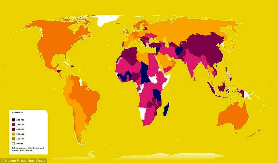 Happiness map of the world
