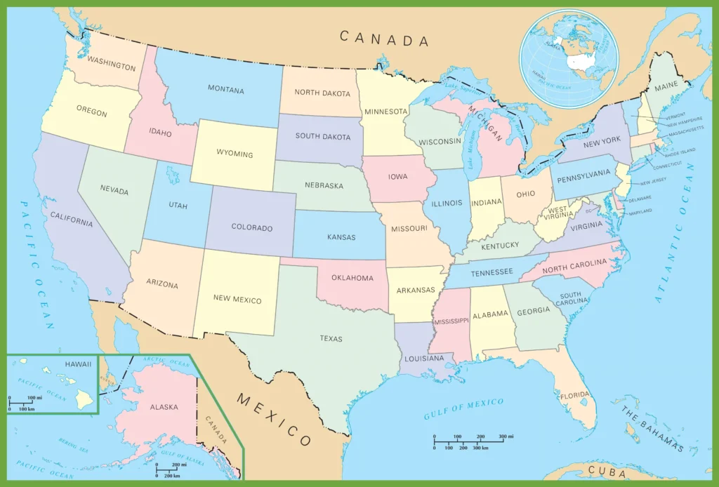 USA-States-Map showcasing U.S. states in pastel colors for travel, education, and geographic reference.