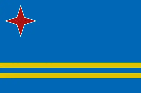 This image shows the flag of Aruba, Central America, and the Caribbean. For more details of the flag of Aruba, please see this page below.