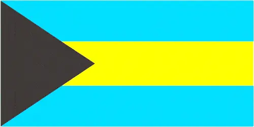 This image shows the flag of Bahamas, Central America, and the Caribbean. For more details of the flag of Bahamas, please see this page below.