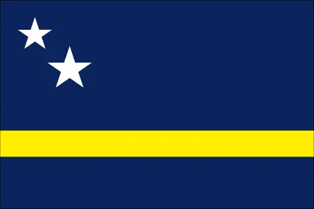 This image shows the flag of Curacao, Central America, and the Caribbean. For more details of the flag of Curacao, please see this page below.