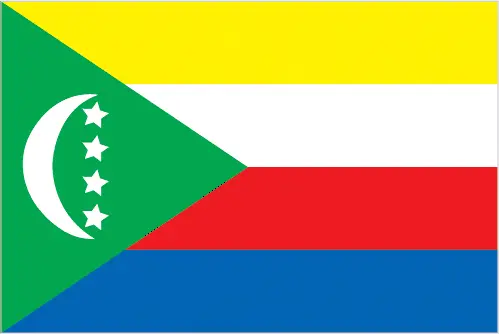 This image shows the flag of Comoros, Africa. For more details of the flag of Comoros, please see this page below.