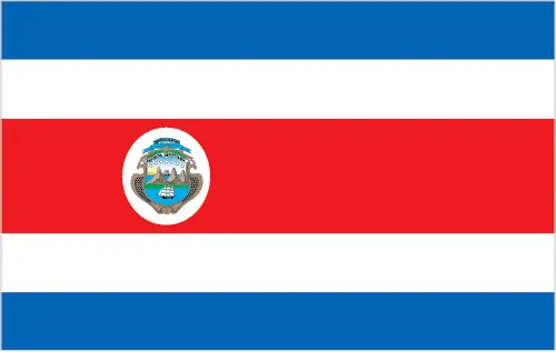 This image shows the flag of Costa Rica, Central America, and the Caribbean. For more details of the flag of Costa Rica, please see this page below.