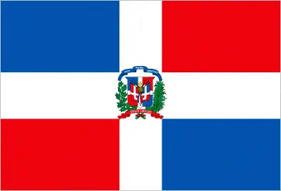 This image shows the flag of Dominican Republic, Central America, and the Caribbean. For more details of the flag of Dominican Republic, please see this page below.