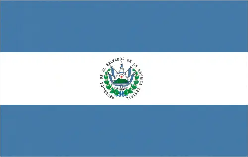 This image shows the flag of El Salvador, Central America, and the Caribbean. For more details of the flag of El Salvador, please see this page below.