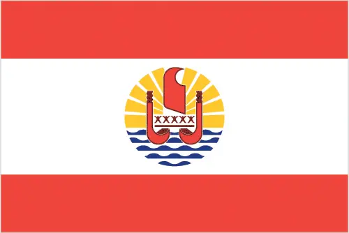 This image shows the flag of French Polynesia, Oceania. For more details of the flag of French Polynesia, please see this page below.