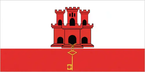This image shows the flag of Gibraltar, Europe. For more details of the flag of Gibraltar, please see this page below.