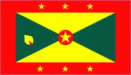 This image shows the flag of Grenada, Central America, and the Caribbean. For more details of the flag of Grenada, please see this page below.