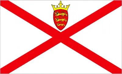 This image shows the flag of Jersey, Europe. For more details of the flag of Jersey, please see this page below.