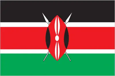 This image shows the flag of Kenya, Africa. For more details of the flag of Kenya, please see this page below.