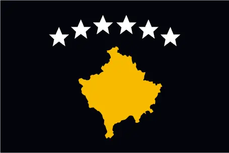 This image shows the flag of Kosovo, Europe. For more details of the flag of Kosovo, please see this page below.