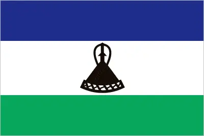 This image shows the flag of Lesotho, Africa. For more details of the flag of Lesotho, please see this page below.
