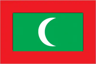 This image shows the flag of Maldives, Asia. For more details of the flag of Maldives, please see this page below.