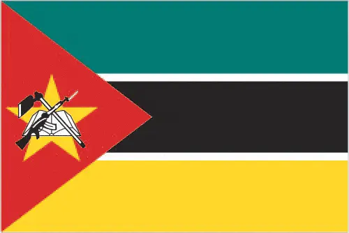 This image shows the flag of Mozambique, Africa. For more details of the flag of Mozambique, please see this page below.