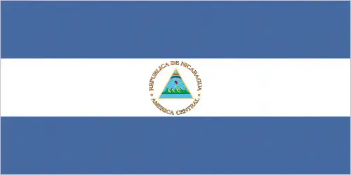 This image shows the flag of Nicaragua, Central America, and the Caribbean. For more details of the flag of Nicaragua, please see this page below.