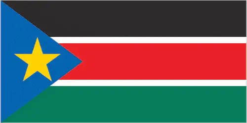 This image shows the flag of South Sudan, Africa. For more details of the flag of South Sudan, please see this page below.