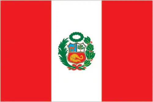 This image shows the flag of Peru, South America. For more details of the flag of Peru, please see this page below.