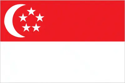 This image shows the flag of Singapore, Southeast Asia. For more details of the flag of Singapore, please see this page below.