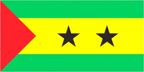 This image shows the flag of Sao Tome and Principe, Africa. For more details of the flag of Sao Tome and Principe, please see this page below.
