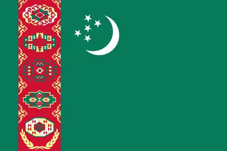 This image shows the flag of Turkmenistan, Asia. For more details of the flag of Turkmenistan, please see this page below.