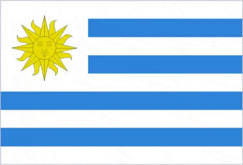 This image shows the flag of Uruguay, South America. For more details of the flag of Uruguay, please see this page below.