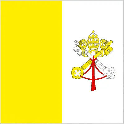 This image shows the flag of Vatican City, Europe. For more details of the flag of Vatican City, please see this page below.
