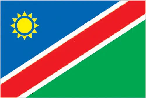 This image shows the flag of Namibia, Africa. For more details of the flag of Namibia, please see this page below.
