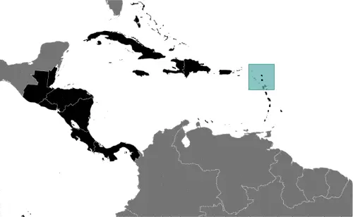This image shows the location of Antigua and Barbuda, Central America, and the Caribbean. For more geographical details of Antigua and Barbuda, please see this page below.