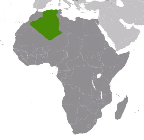 This image shows the location of Algeria, Africa. For more geographical details of Algeria, please see this page below.