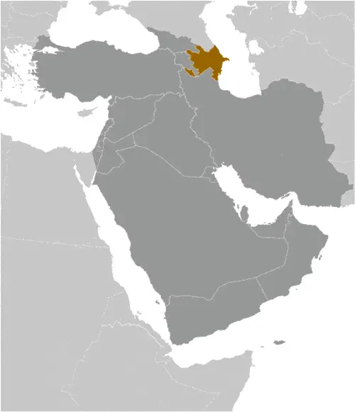 This image shows the location of Azerbaijan, Asia. For more geographical details of Azerbaijan, please see this page below.
