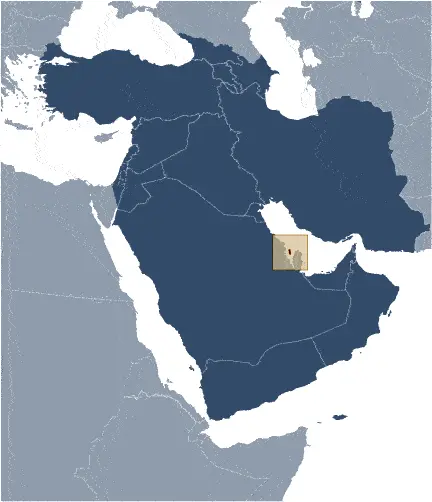 This image shows the location of Bahrain, Middle East. For more geographical details of Bahrain, please see this page below.