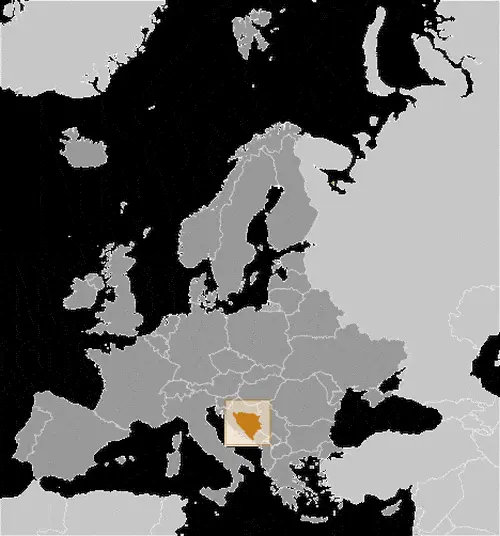 This image shows the location of Bosnia and Herzegovina, Europe. For more geographical details of Bosnia and Herzegovina, please see this page below.