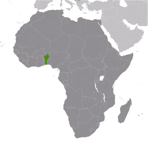 This image shows the location of Benin, Africa. For more geographical details of Benin, please see this page below.