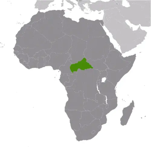 This image shows the location of Central African Republic, Africa. For more geographical details of Central African Republic, please see this page below.
