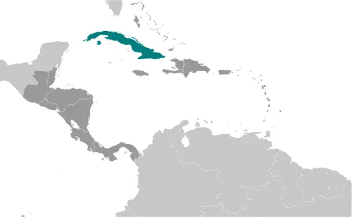 This image shows the location of Cuba, Central America, and the Caribbean. For more geographical details of Cuba, please see this page below.