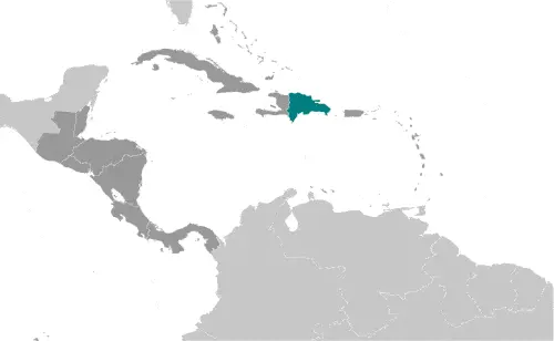 This image shows the location of Dominican Republic, Central America, and the Caribbean. For more geographical details of Dominican Republic, please see this page below.