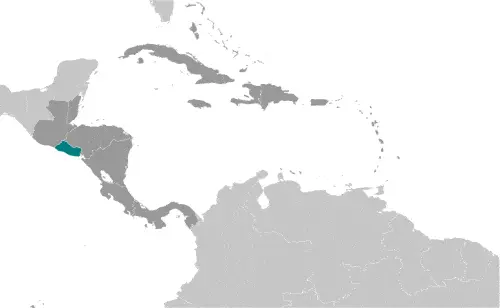 This image shows the location of El Salvador, Central America, and the Caribbean. For more geographical details of El Salvador, please see this page below.