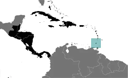 This image shows the location of Grenada, Central America, and the Caribbean. For more geographical details of Grenada, please see this page below.